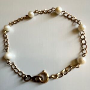Vintage 1/20 12K Gold Pearl Bracelet Size 7.5”